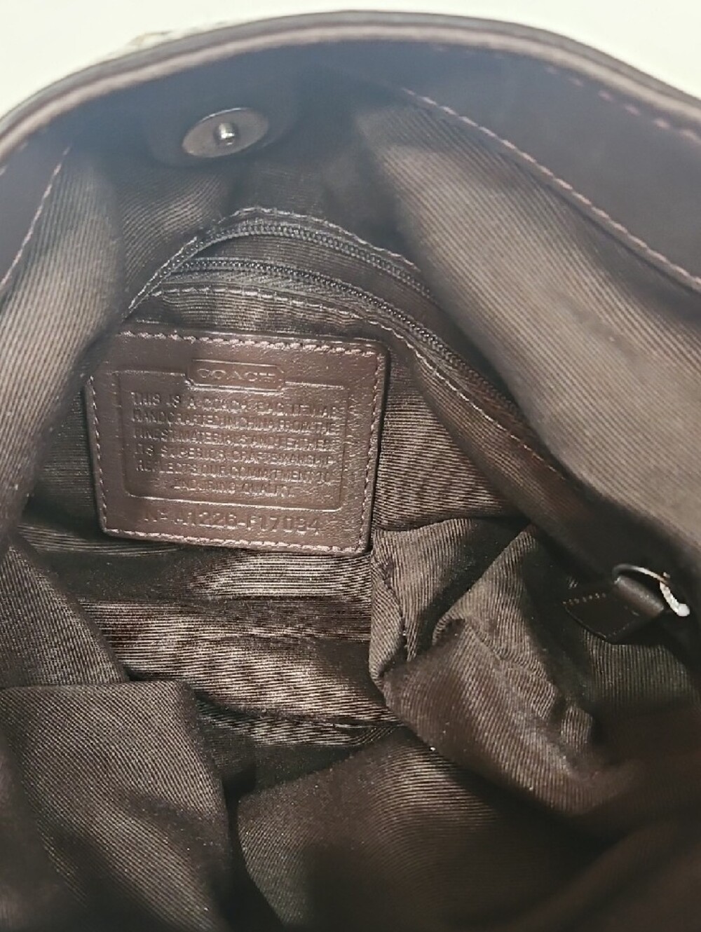 Coach Khaki Signature Canvas Shoulder Bag with Brown Trim - Picture 9 of 9
